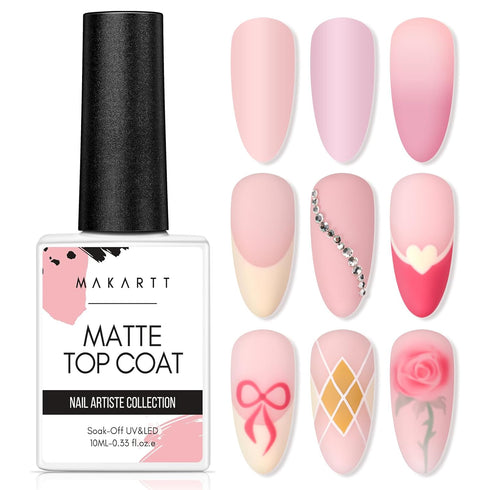 Makartt Matte Gel Top Coat 10ml, Soak Off No Wipe Long-Lasting Finish for Nail Art