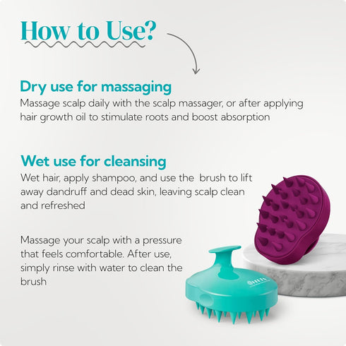 HEETA Hair Scalp Massager Shampoo Brush 2 Pack, Waterproof Hair Scrubber for Men & Women, Soft Silicone Bristles (Green