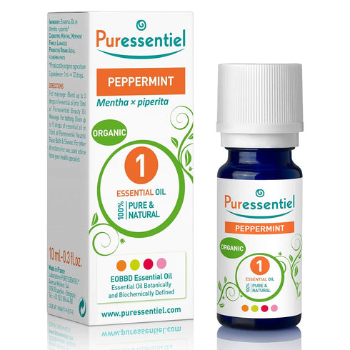 Puressentiel Organic Peppermint Essential Oil - 100% Pure And Natural - Minty, Fresh And Distinctive Fragrance - Cooling Effect Facilitates Digestion - Helps To Relieve Pain And Itching - 1 Oz