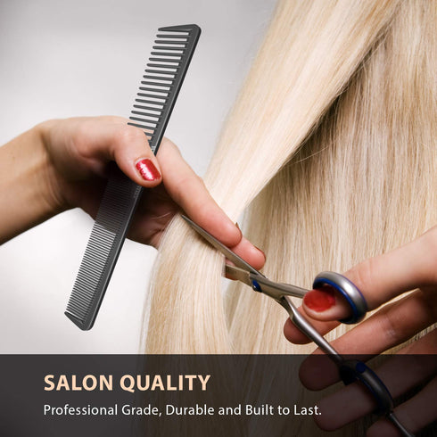 Styling Comb 2 Pack, Professional 7 Inch Black Carbon Fiber Anti Static Comb for All Hair Types