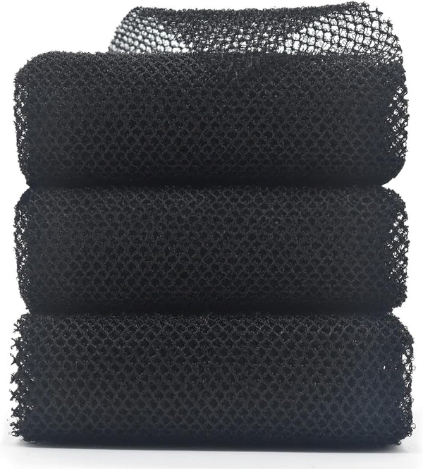 3 Piece African Exfoliating Net for Body, African Net Sponge, African Wash Net, African Shower Net, African Bath Sponge Scrubbing Rag Net Exfoliation, African Body Scrubber (3 Black)