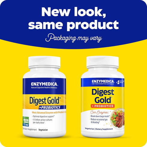 Enzymedica Digest Gold + Probiotics, 2-in-1 Formula for Gut Health, 45 Count, Digestive Enzymes & Probiotic Cultures