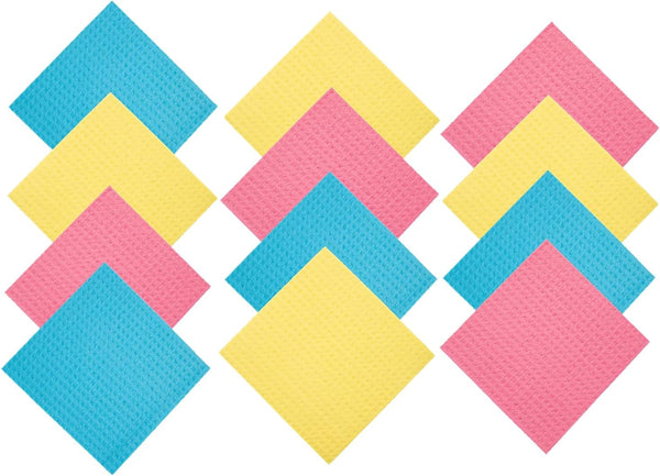 Swedish Dishcloths for Kitchen, Reusable Cleaning Wipes, Pack of 12