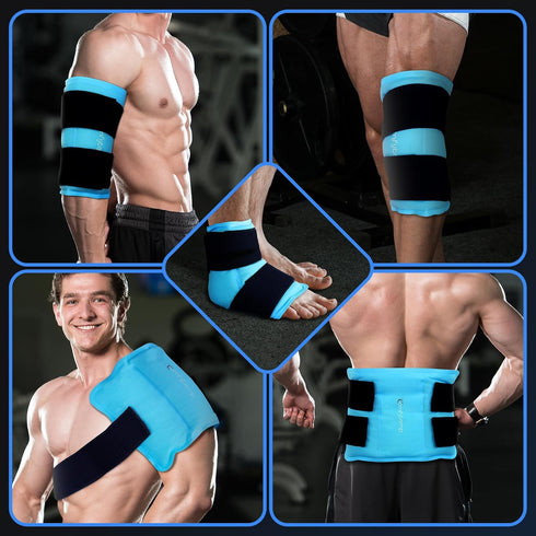Comfytemp Wearable Ice Pack for Injuries - Reusable Gel Cold Bag with 2 Straps, 10.5" x 14.5" for Pain Relief