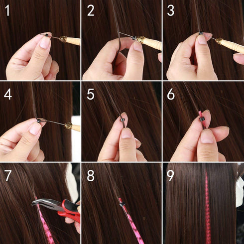 SARLA 16 Inch Synthetic Feather Hair Extensions Kit, 50 Pcs I-tip Hair Feathers for Girls Women, 10 Mixed Colors