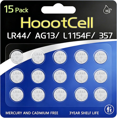HoootCell LR44 Batteries L1154f Batteries AG13 Battery L1154c SR44 A76 L1154 357 303