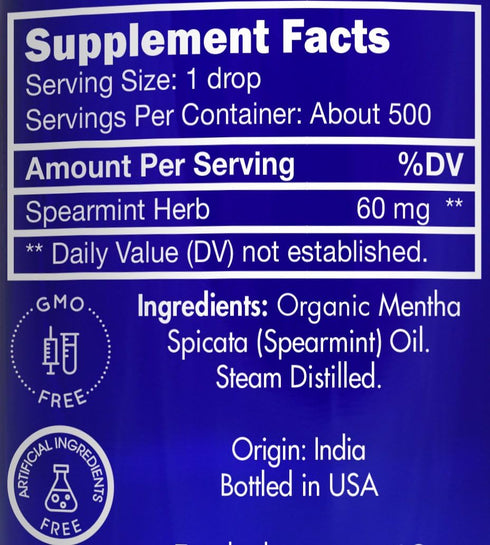 Organic Spearmint Oil, Food Grade for Facial Hair, 100% Pure Therapeutic Essential Oil, 1 OZ