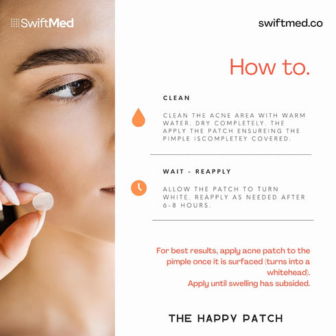 The Happy Patch, Hydrocolloid Acne Patch with Salicylic Acid for Face, Blemishes, Spot Treatment, 100 Count