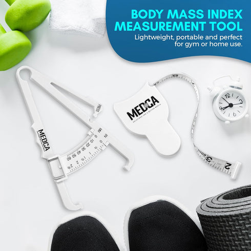 Body Fat Caliper and Measuring Tape - Skinfold Calipers and Body Fat Tape Measure Tool for Fitness & Weight-Loss