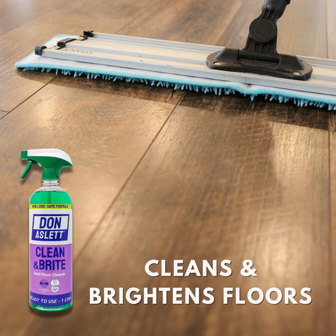 Set (1 32 Oz Don Aslett Clean & Brite Quart Concentrate and Ready-To-Use Spray Bottle) Floor Cleaner | Restore Natural