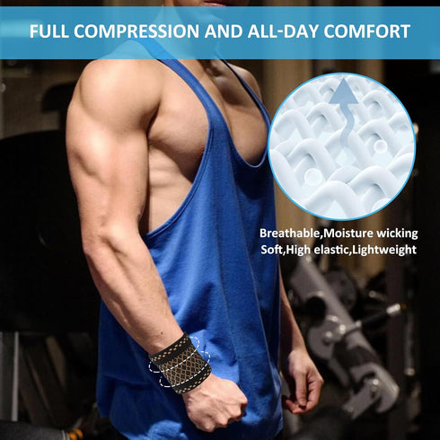 Copper Wrist Compression Sleeves, 1 Pair Adjustable Wrist Brace for Weightlifting, Fitness, Yoga, Arthritis, Sprains (M)