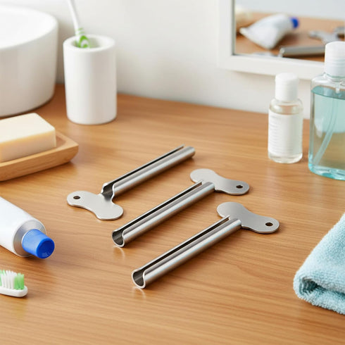 Styquenzer 3 PCS Toothpaste Squeezer, Silver Stainless Steels Metal Tube Squeezer Keys Salon Toothpaste Tubes Squeezers