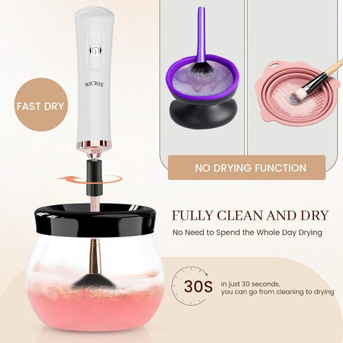 Electric Makeup Brush Cleaner and Dryer Machine - Super Fast Cleaning and Drying for Makeup Brushes