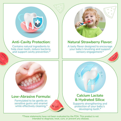 Smddx 2-3 2.1 oz (60g) (2 Pack, Fluoride-Free Baby Toothpaste for Ages Natural Fruit-Flavored Mild Formula Pea-Sized
