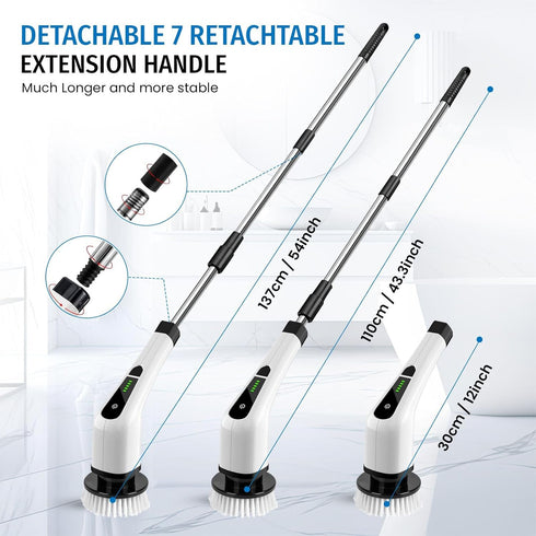 Electric Spin Scrubber, Cordless Scrubber with 7 Replaceable Cleaning Brushes and Dual Speed, Power Scrubber