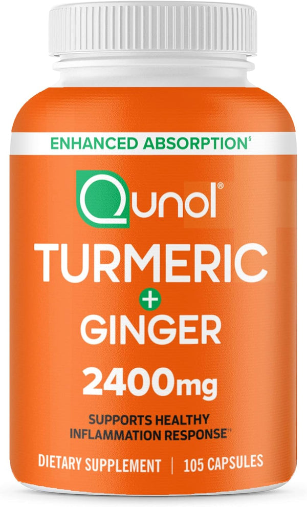 Qunol Turmeric Curcumin with Black Pepper & Ginger, 2400mg for Joint Support, 105 Count