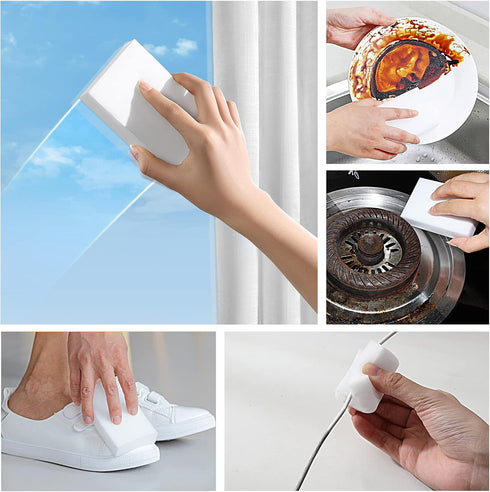 100 Pack Magic Sponge Eraser, Premium Reusable Melamine Sponge for Kitchen, Bathroom, Household Cleaning