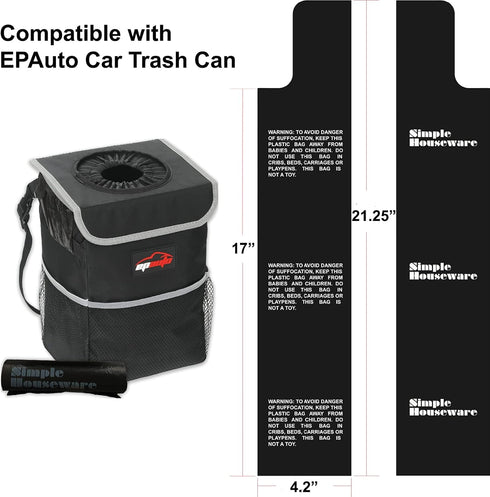 Simple Houseware 4 Gallon Trash Bags, Black, 80 Count