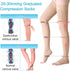 PADRAM Thigh High Compression Stockings, 20-30mmHg Open Toe Support Hose for Women, Beige, Large
