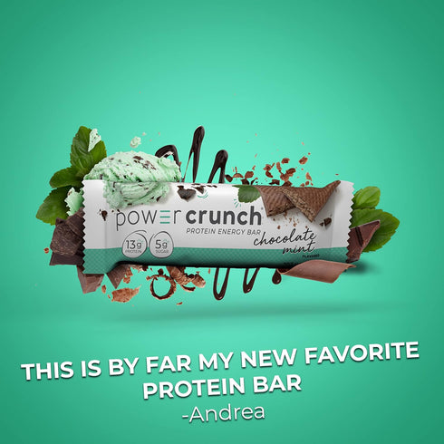 Power Crunch Protein Wafer Bars, High Protein Snacks, Chocolate Mint, 1.4 Ounce (12 Count)