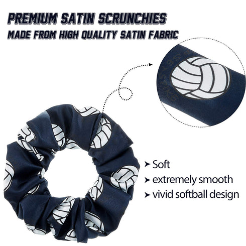 WILLBOND 12 Pieces Silk Hair Scrunchies, Volleyball Sport Hair Ties, Satin Bands for Women, Multicolor