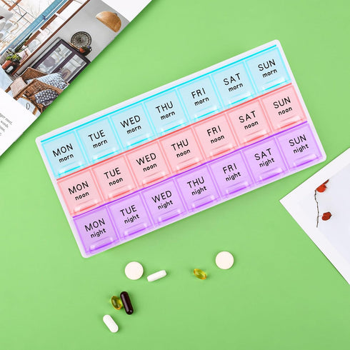 Teikou 3 7 Organizer2Pack Large Weekly Pill Organizer Times A Day,Travel Pill Cases Moisture-Proof Day Pill Contaner