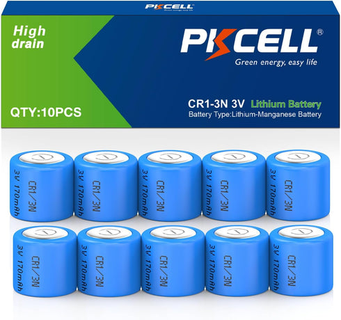 PKCELL CR1/3N 3V DL1/3N 10-Pack Lithium Battery