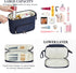 Telena Large Capacity Makeup Bag - Double Layer Portable Travel Cosmetic Bags for Women - Navy Blue