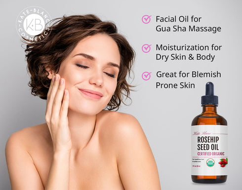 Kate Blanc Cosmetics Organic Rosehip Oil for Face & Skin (1oz, Pure, Cold Pressed)