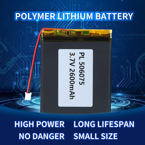 YTKavq 3.7v 2600mAh 506075 2.0mm Polymer Lithium Ion Battery Lipo Rechargeable Battery with PH Connector