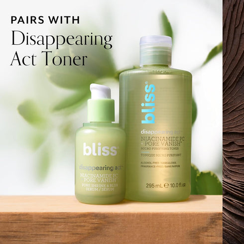 Bliss Niacinamide Disappearing Act Face Serum - Pore Vanish Complex with Vitamin B3 & Green Tea Extract - 1 Fl Oz