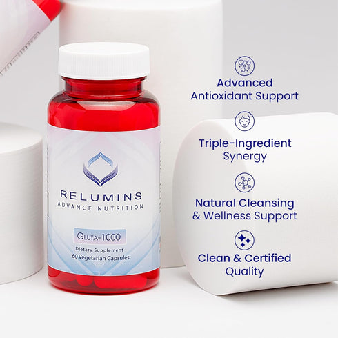 Relumins Advance Nutrition Gluta 1000 - Reduced L-Glutathione, Alpha Lipoic Acid & Rose HIPS - Antioxidant Support for