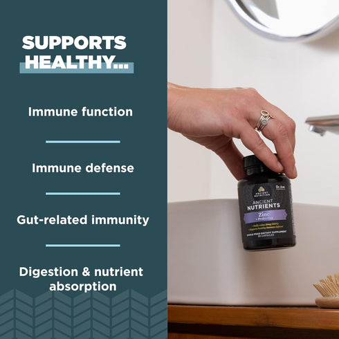 Probiotics and Zinc Supplement by Ancient Nutrition - Supports Healthy Immune System and Gut Health, 30 Count