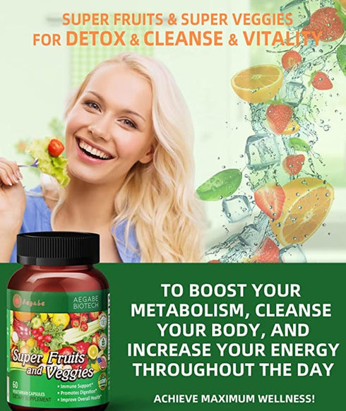 Balance Nature Fruit Vegetable Capsule, Daily Supplements from 36 Fruits and Veggies, 60-Day Supply