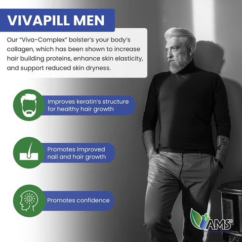 America Medic & Science VivaPill for Men - Vitamins for Hair, Skin, and Nails with Biotin, Collagen, and Keratin (120
