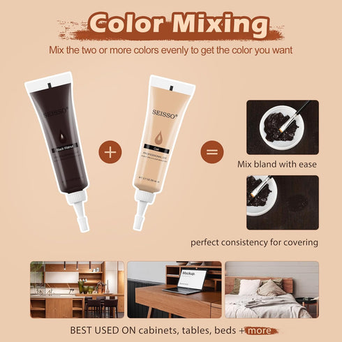 Furniture Repair Kit - 50 Piece Wood Floor Repair Set with 24 Colors Touch Up Kit, Scraper and Brushes