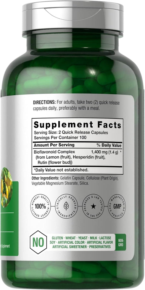 Horbaeach Lemon Bioflavonoids Complex 1400 mg | 200 Capsules | with Rutin and Hesperidin | Non-GMO, Gluten Free Supplement