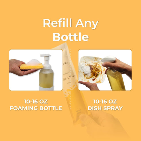 Foaming Dish Soap Refill (Set of 5), Makes 60 oz of Eco-Friendly Foaming Dish Soap, Non-Toxic
