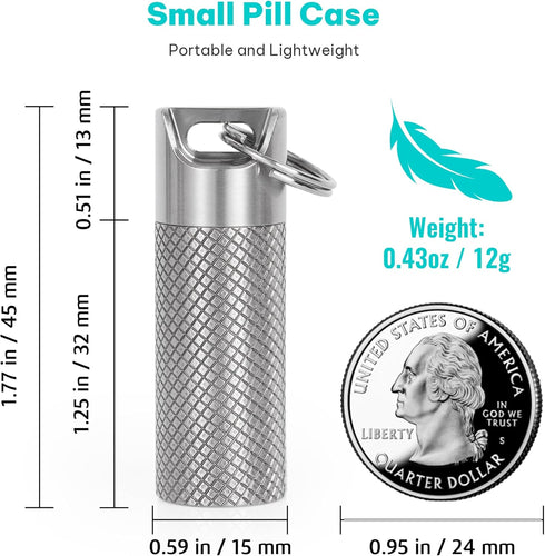 Pill Case, Titanium Pill Box Keychain, 100% Waterproof Medicine Organizer for Travel