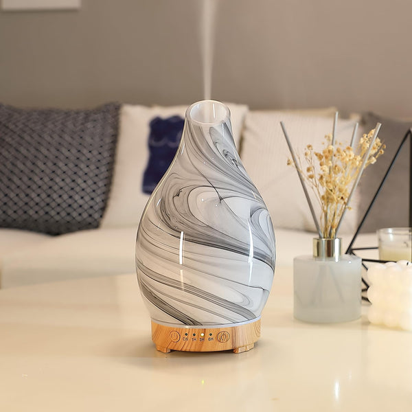 inrorans Essential Oil Diffuser, Art Glass Ultrasonic Aromatherapy Diffuser for Home 160ml with