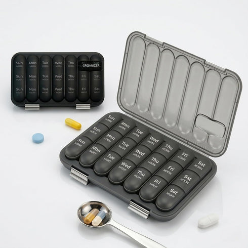 Leezaule 3 Times A Day Weekly Pill Organizer 7 Days Portable Travel Pill