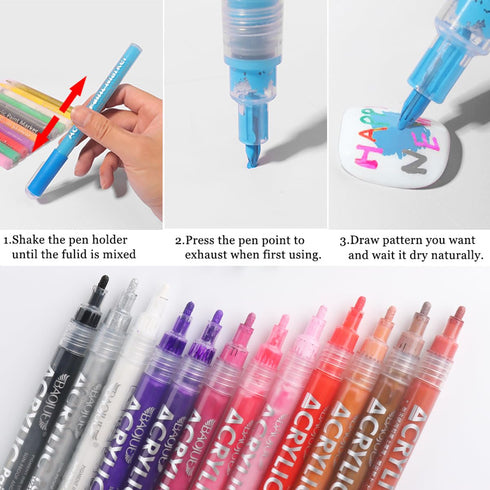 Nail Art Pens Set, 24 Colors Nail Polish Pen for Painting, Black White Liner Gel, Waterproof Acrylic Marker Kit