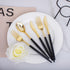 I00000 60 Pcs Gold Silverware Set, Heavy Duty Black and Gold Plastic Cutlery, Includes 20 Forks, 20 Knives, 20 Spoons