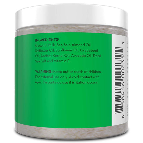 Pure Body Naturals Exfoliating Body Scrub, 12 Ounce with Hydrating Coconut Milk and Detoxifying Dead Sea Salt