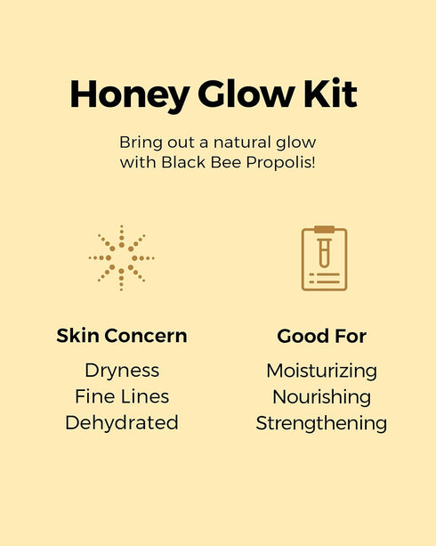 COSRX Honey Glow Kit | Facial Toner, Serum, Cream with Propolis Extract | Travel Size Gift Set, Korean Skincare