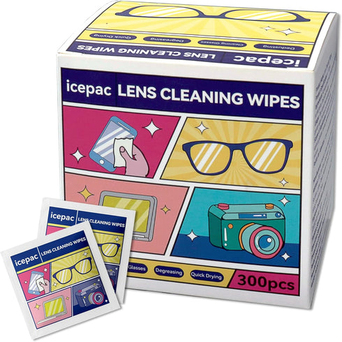 Ruheaou 300 Count Lens Wipes for Eyeglasses, Eyeglass Lens Cleaning Wipes Pre-moistened Individually