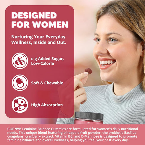 Gummies Gummies GORNVB Premium Feminine Balance for Women, Support pH Balance & Vaginal Probiotics Health