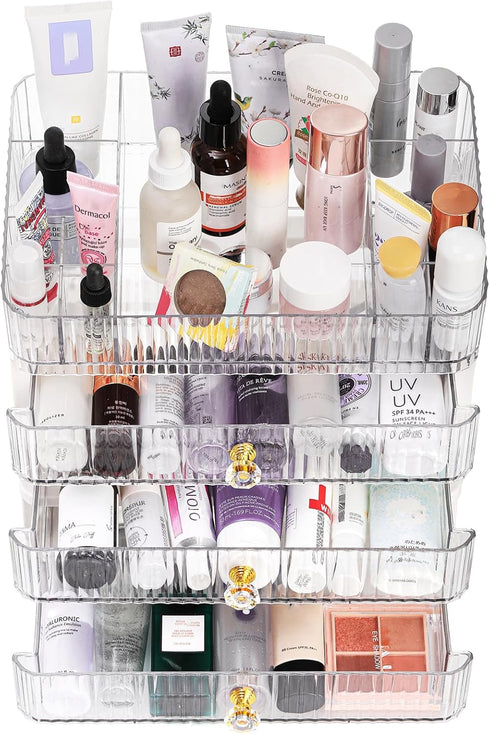 Coloch Plastic Makeup Organizer with 3 Drawers, Cosmetics Display Case for Vanity Countertop Organization Box for Makeup, Skincare, Lipsticks, Jewelry, Bathroom, Bedroom