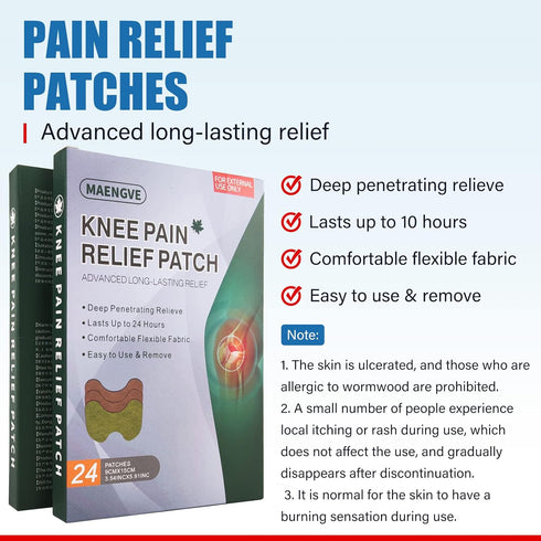 Pain Relief Patches, Knee Pain Relief Patches, 24 Count, for Back, Neck, Shoulder, Knee Pain and Muscle Soreness, 8 Hours Heat Therapy Relief