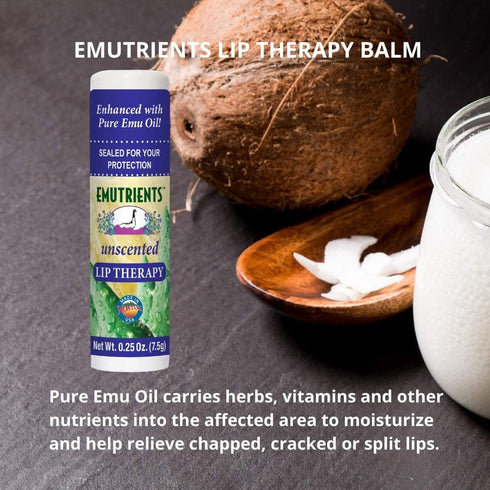 Montana Emu Ranch Lip Therapy Lip Balm, 0.25 Ounce, Unscented, 3 Pack with Pure Emu Oil